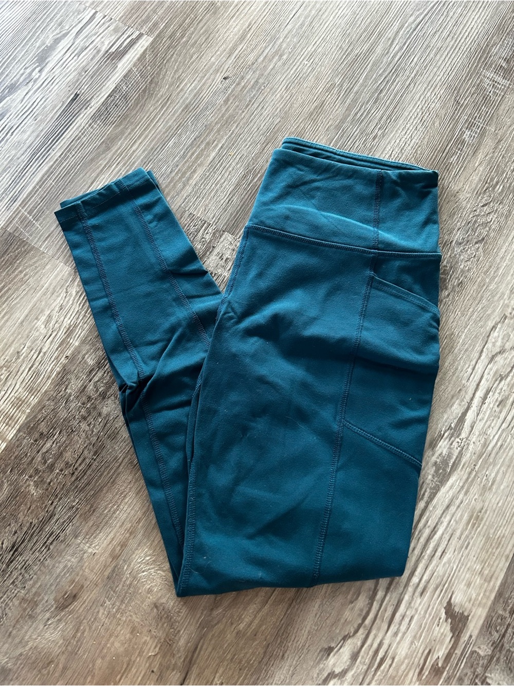 Teal High-Waist Leggings with Side Pockets